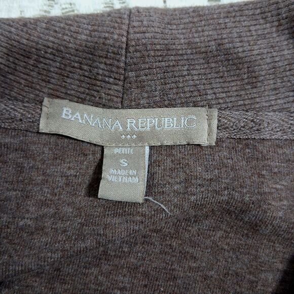 Banana Republic Womens Size S Shawl Neck Brown 2 Button Sweater Kangaroo Pocket - Picture 7 of 13